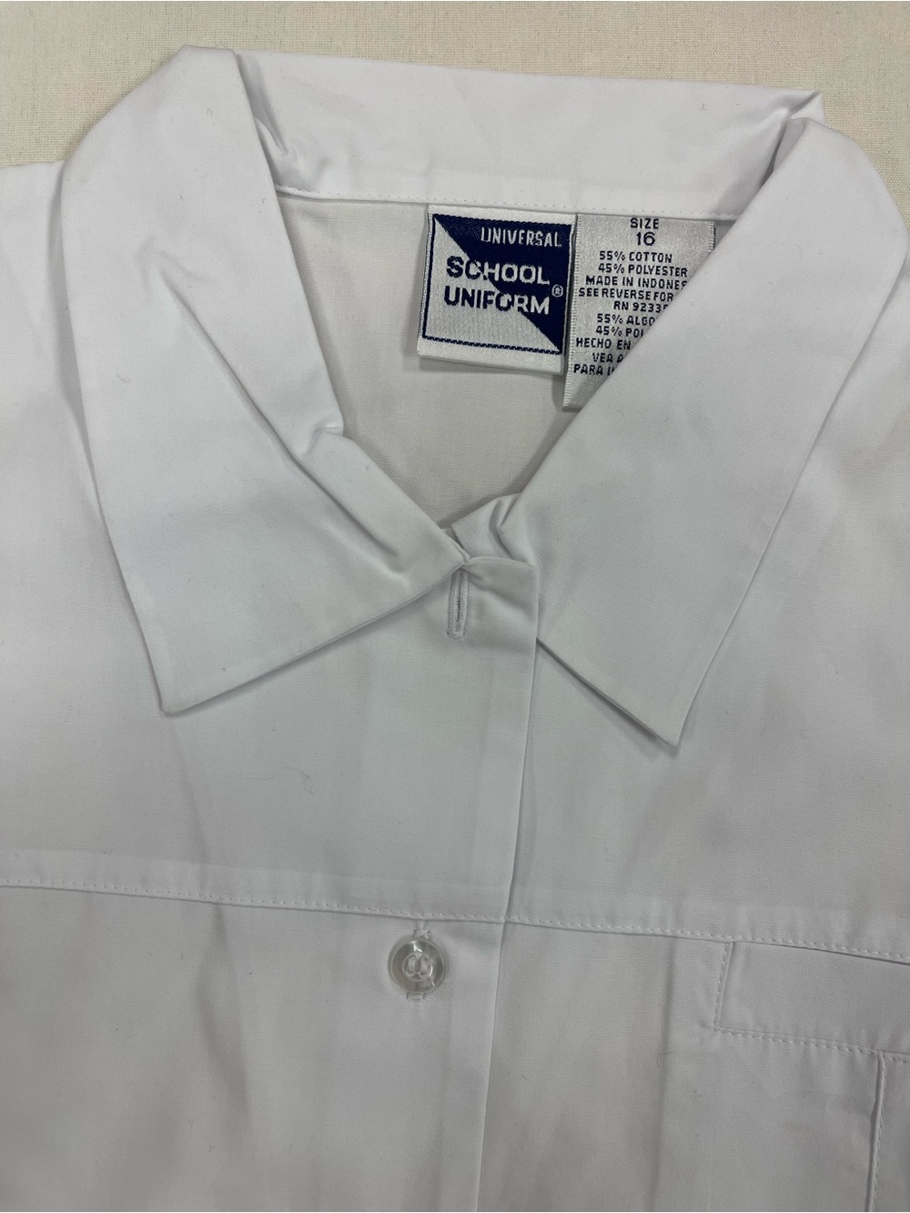 Universal White School Uniform Button-Front Blouse
